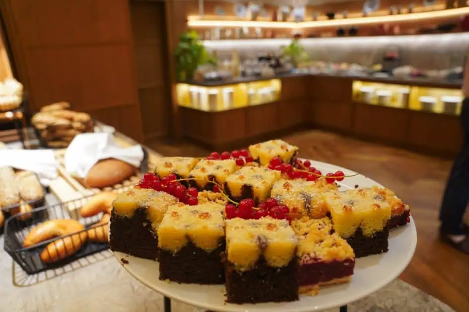 Beautiful coconut pastries with berries 