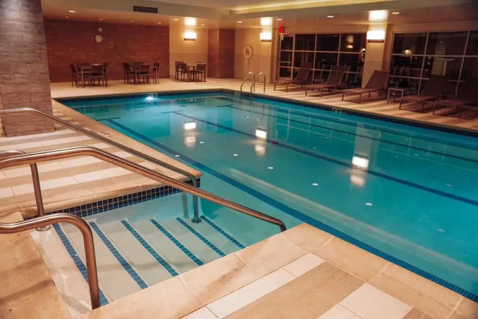 Hotel's luxurious large pool at Doubletree by Hilton Reading in PA